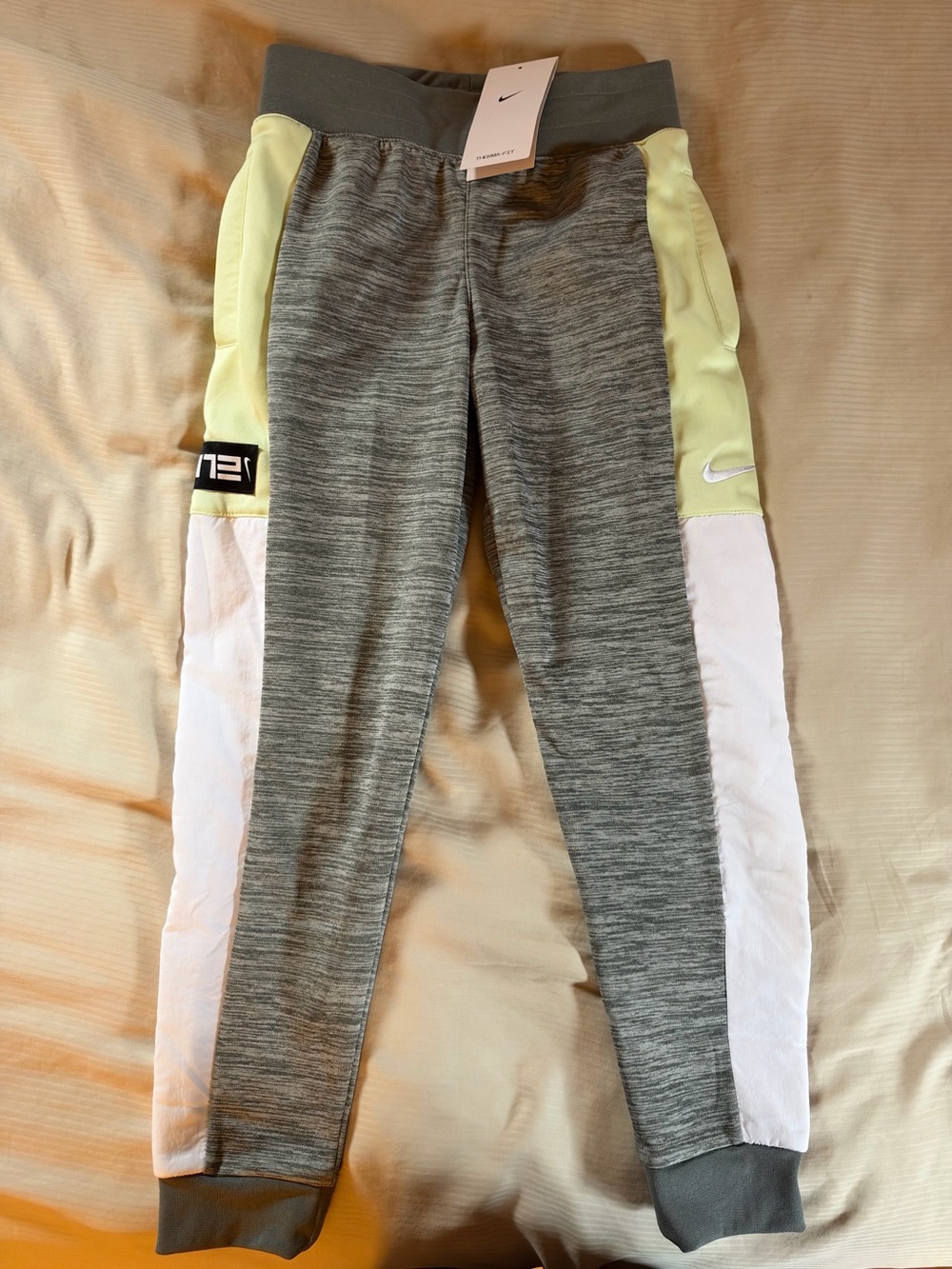 Nike Kids Gray, Yellow & White Colorblock Joggers
